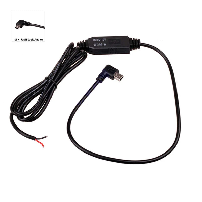 3M DC 12V (8-22V) to 5V 3A Left Angled 90 Degree Mini USB Power Converter Cable