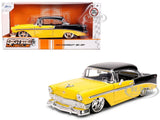 1956 CHEVROLET BEL AIR YELLOW & BLACK 1/24 DIECAST MODEL CAR BY JADA 36648