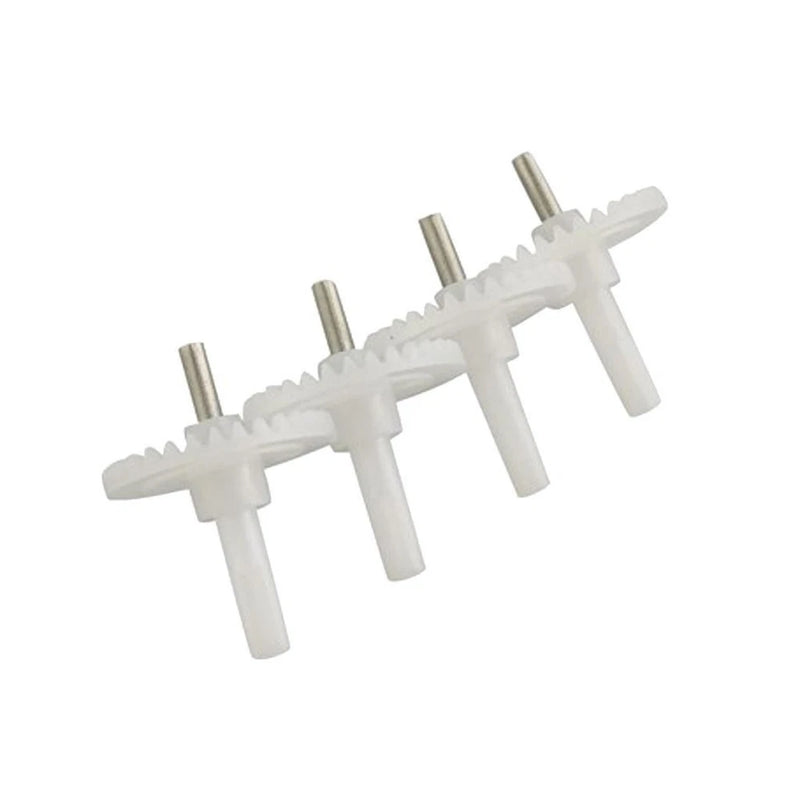 Set of 4 white plastic RC drone motor gears with metal shafts