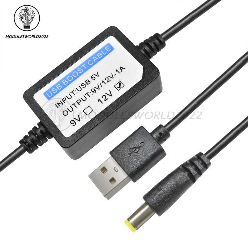 DC 5V to 9V 12V 1A USB Power Supply Converter 5.5*2.1mm 1.3M USB Boost Cable