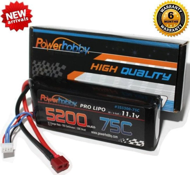 5200mAh 3S 11.1V 75C LiPo Battery Deans Plug Powerhobby PHB3S520075DEANS Battery