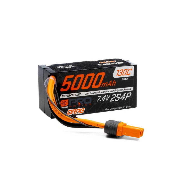 Spektrum Smart 7.4V 2S2P 5000mah 130C Drag Racing Lipo Battery IC5/EC5 SPMXDRB2
