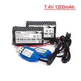 2Pcs 7.4V 1200mAh Li-ion Battery Replacement for Remote Control Car Huina 1575