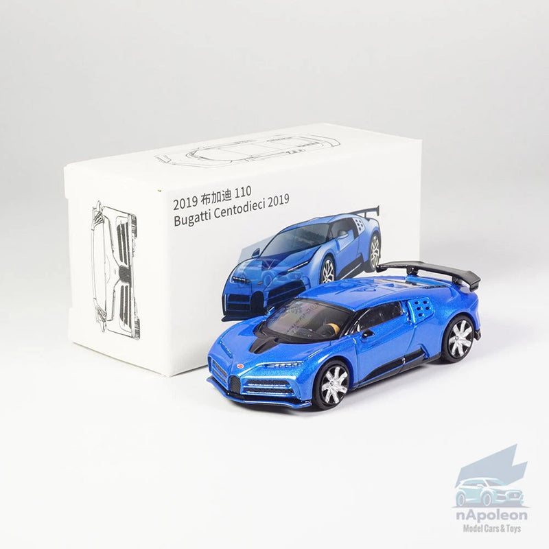 1:64 Bugatti Centodieci 2019 Model Car Diecast Vehicle Kids Gift Collection Blue