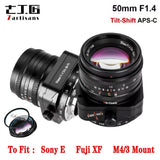 7artisans 50mm F1.4 Tilt-Shift APS-C MF Camera Lens For Sony E Fuji X M4/3 Mount