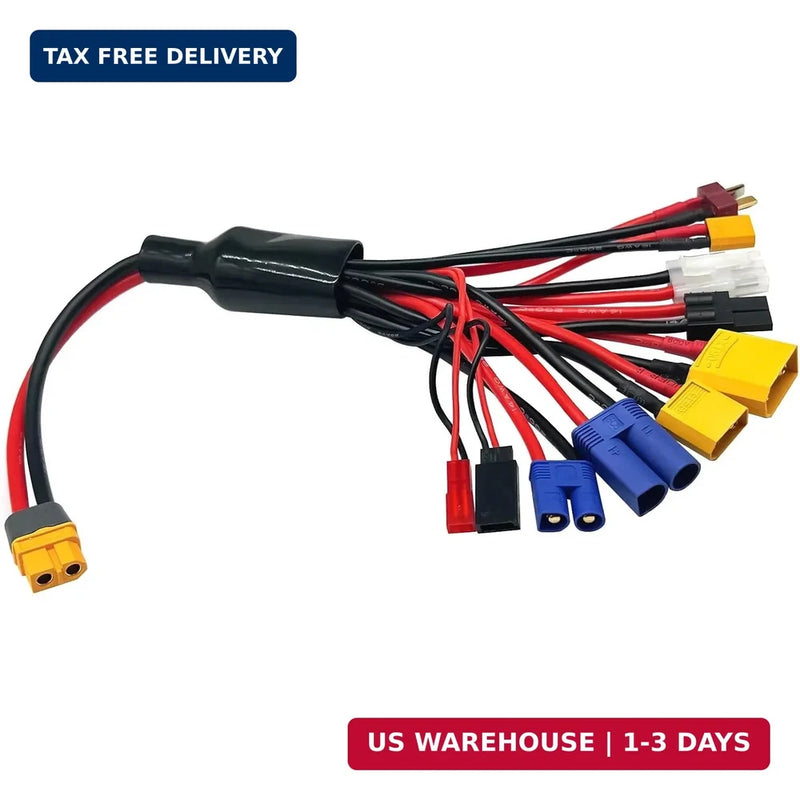 RC battery charger adapter splitter wire harness with multiple plug connectors
