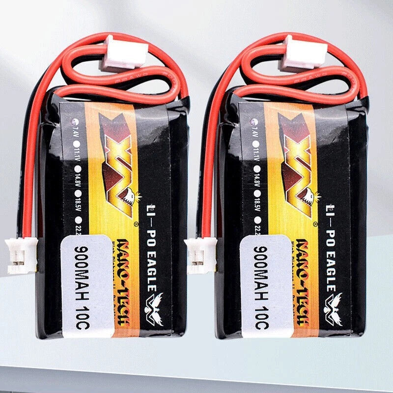 2Pcs SCX24 lipo 7.4V 2S 900mAh Battery for Most 1/10,1/16,1/18,1/24 Scale RC Car