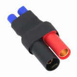 RC lipo battery adapter, female jack to HXT150 connector, black housing with red/blue leads