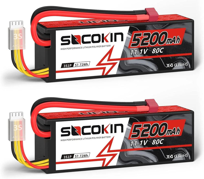 3S Lipo Battery 11.1V 5200mAh Lipo Battery with Deans T Connector Hard Case 80C