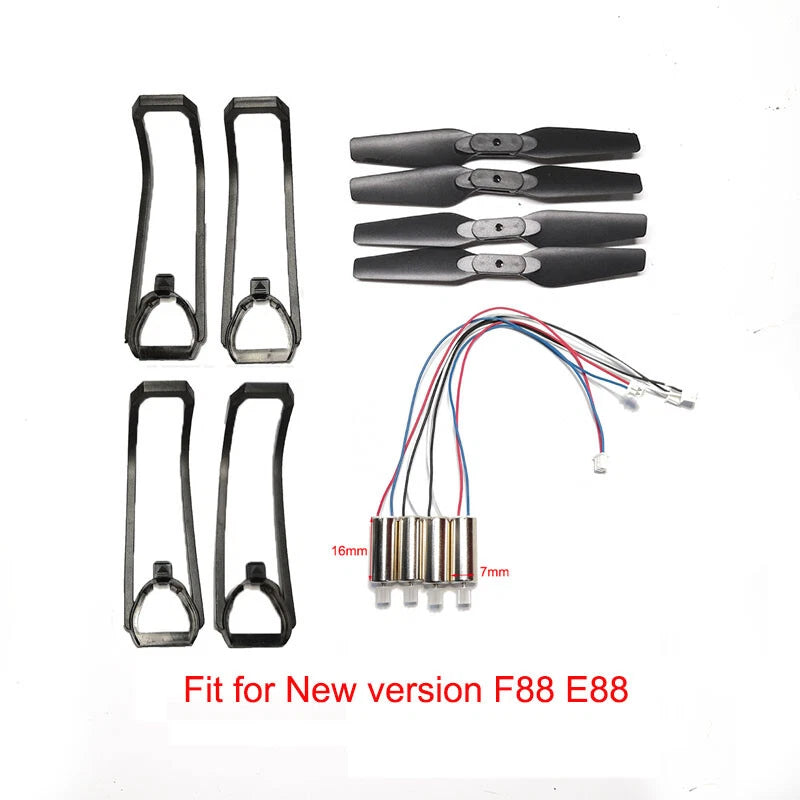 FPV quadcopter spare part kit with propeller guards, motors, and wiring