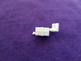 White plastic model battery component with small connector tabs