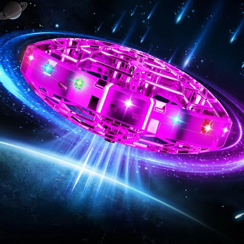 Pink LED mini boomerang drone with glowing lights