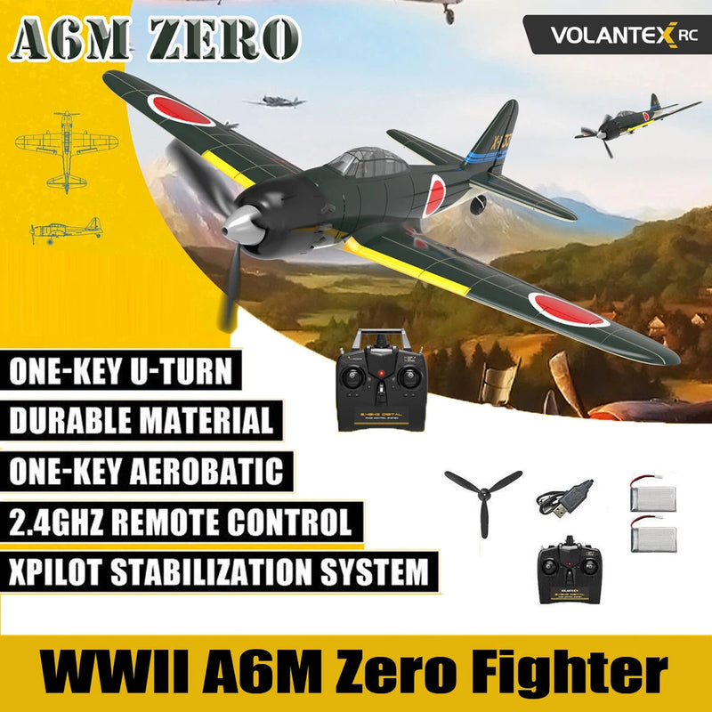 VOLANTEX 2.4G 4CH WWII A6M Zero Fighter RC Airplane Remote Control Aerobatic RTF