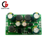 Green dual voltage boost buck regulator board PCB with large capacitors and ICs