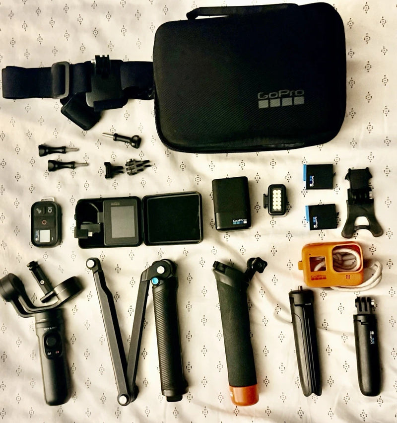GoPro HERO8 Black action camera and accessory kit in black carrying case