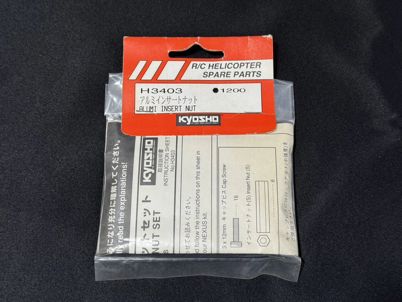 Kyosho R/C helicopter aluminum insert nut in sealed spare parts bag