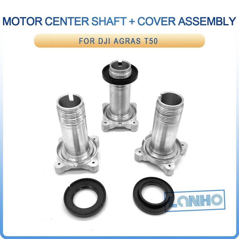Motor center shaft with cover assembly, metal shaft and black rubber seals