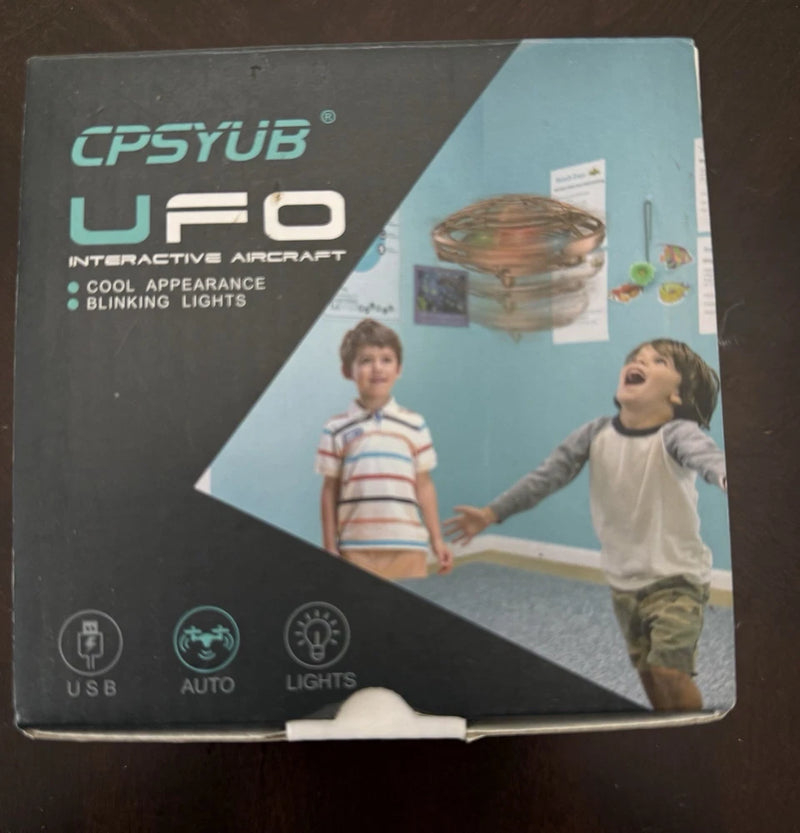 CPSYUB UFO interactive drone toy box with LED lights and USB, auto modes