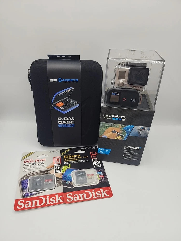 NEW SEALED GoPro HERO3+ Black Edition Action Camera CHDHX-302 Bundle W/ SD Cards