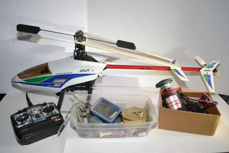 VTG Kyosho SR-X Heli-Max RC Trainer Helicopter Nitro 6CH Radio Japan - Untested!