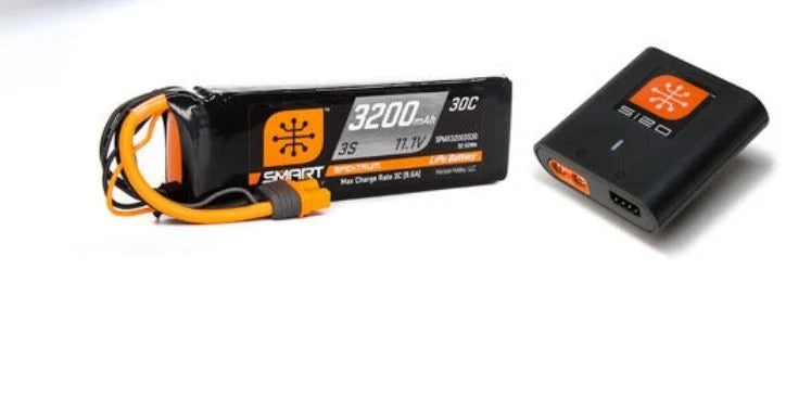 Spektrum LiPo Battery 3200mAh 3S 30C Smart G2 SPMX323S30 & S120 USB-C Charger Battery