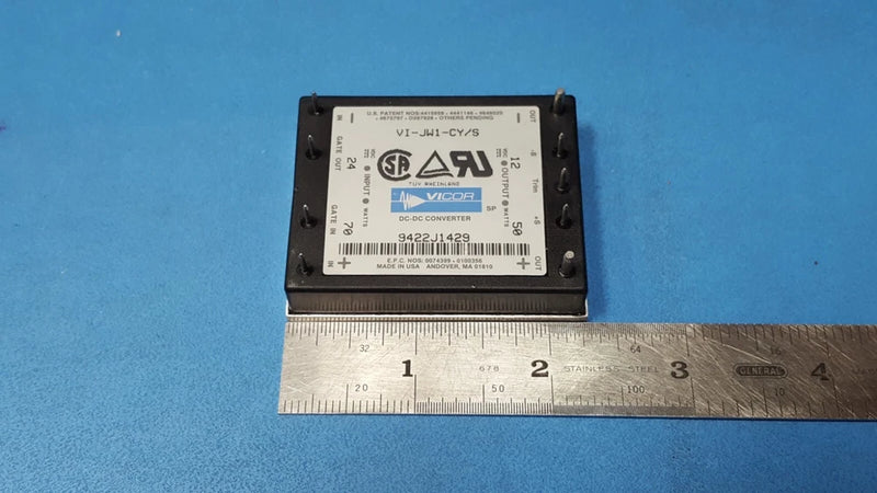 Isolated DC-DC Converter, VI-JW1-CY-S, VICOR, 1 Output 12V 4.17A 50W, 24V Input