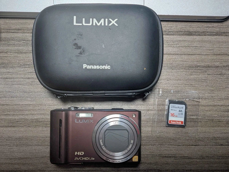 Panasonic Lumix DMC-TZ10 12.1MP Burgundy with case and 16GB SD Card Tested