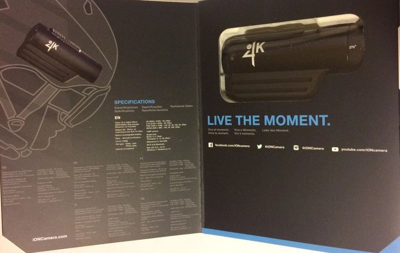 iON 4K Wi-Fi Ultra HD Waterproof Sport Action Helmet Video WIFI Camera 12MP NEW