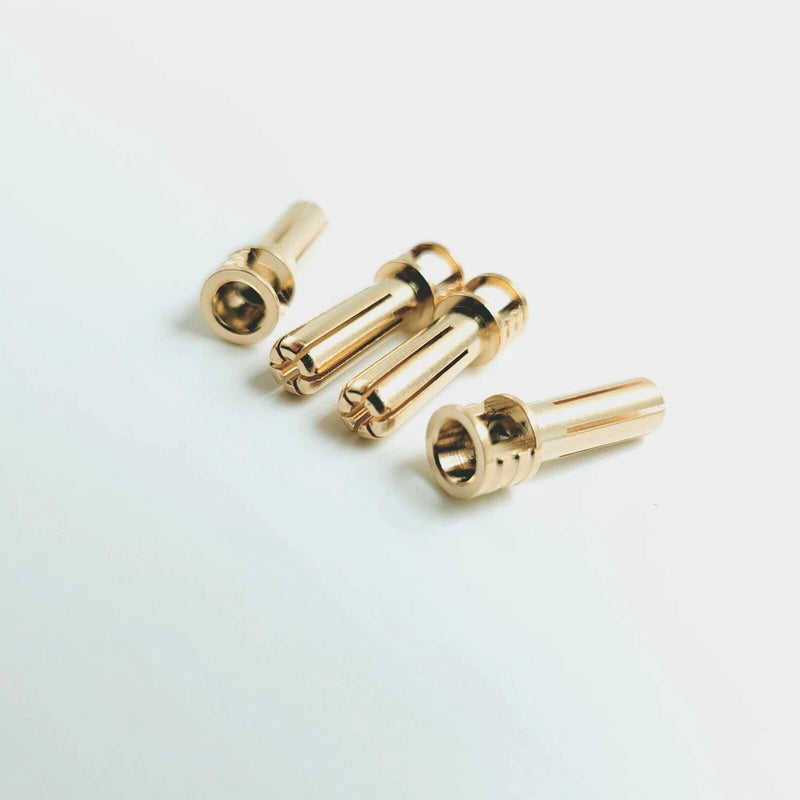 5mm lipo bullet plug connector set, gold-tone metal terminals with insulator
