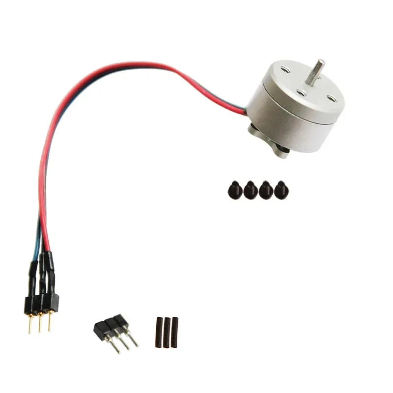 Micro brushless outrunner motor with red/black wires, connector plug and mounting hardware