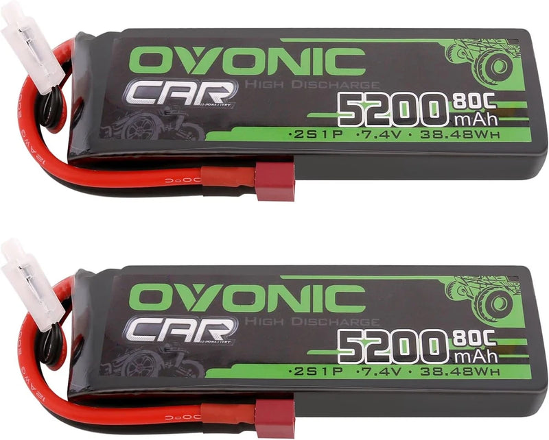 7.4V 2S Lipo Battery 5200Mah 80C Soft Case Battery Dean-Style T Plug with Housin