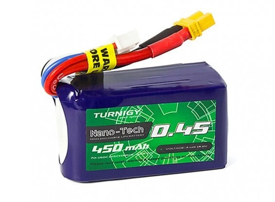 Turnigy Nano-Tech Plus 450mAh 4S 70C LiPo Pack w/XT30 Battery