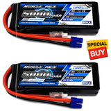3S 11.1V LiPo battery pack, 5000mAh, black case with EC3 red-and-blue connectors