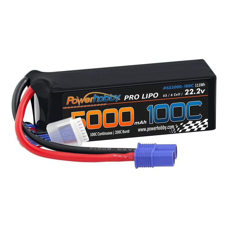 Oxidean Boat 6S 22.2V 5000mAh 100C EC8 8AWG Lipo Powerhobby PHB6S5000100EC8 Battery