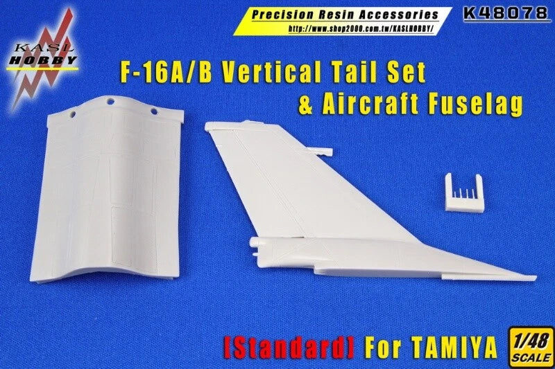 White resin F-16 vertical tail set with fuselage standard parts for 1/48 scale
