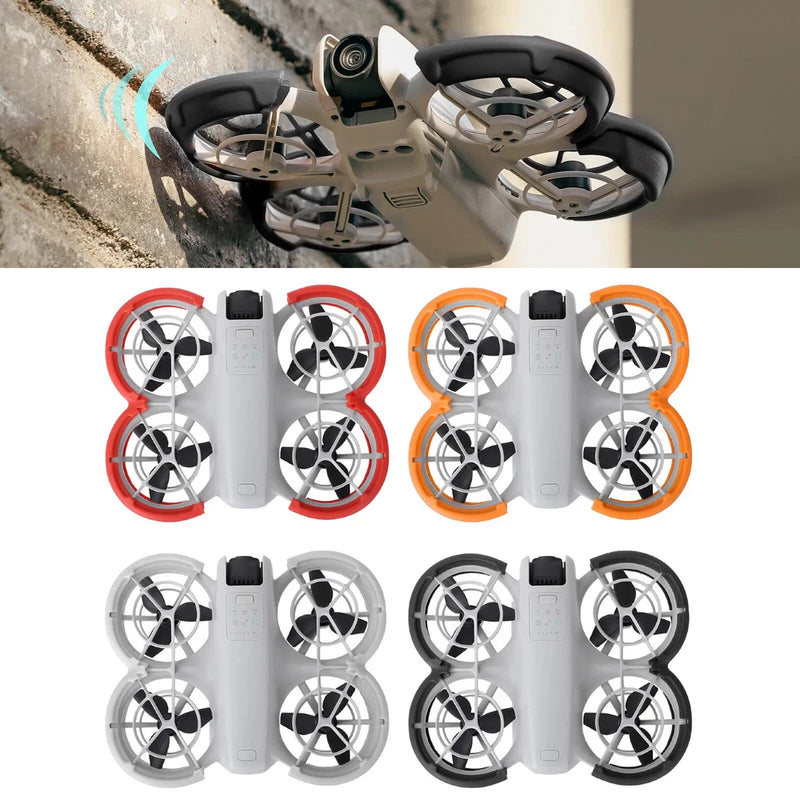 Drone propeller protective ring covers set with blade guard rings in red, orange, clear