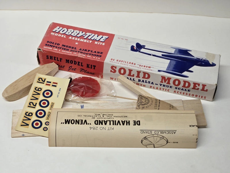 Vintage WW2 era De-Havilland "VENOM" Fighter Wood Plane Model Kit / Hobby-Time