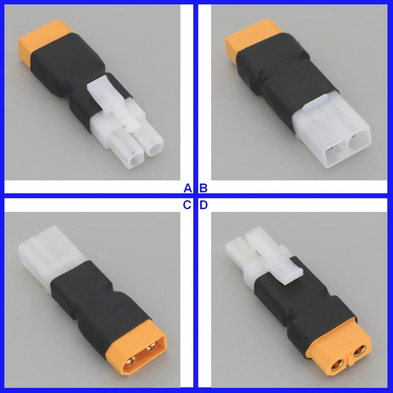 RC battery adapter from Tamiya to XT60, no-wire plug with white connector and orange XT60 end