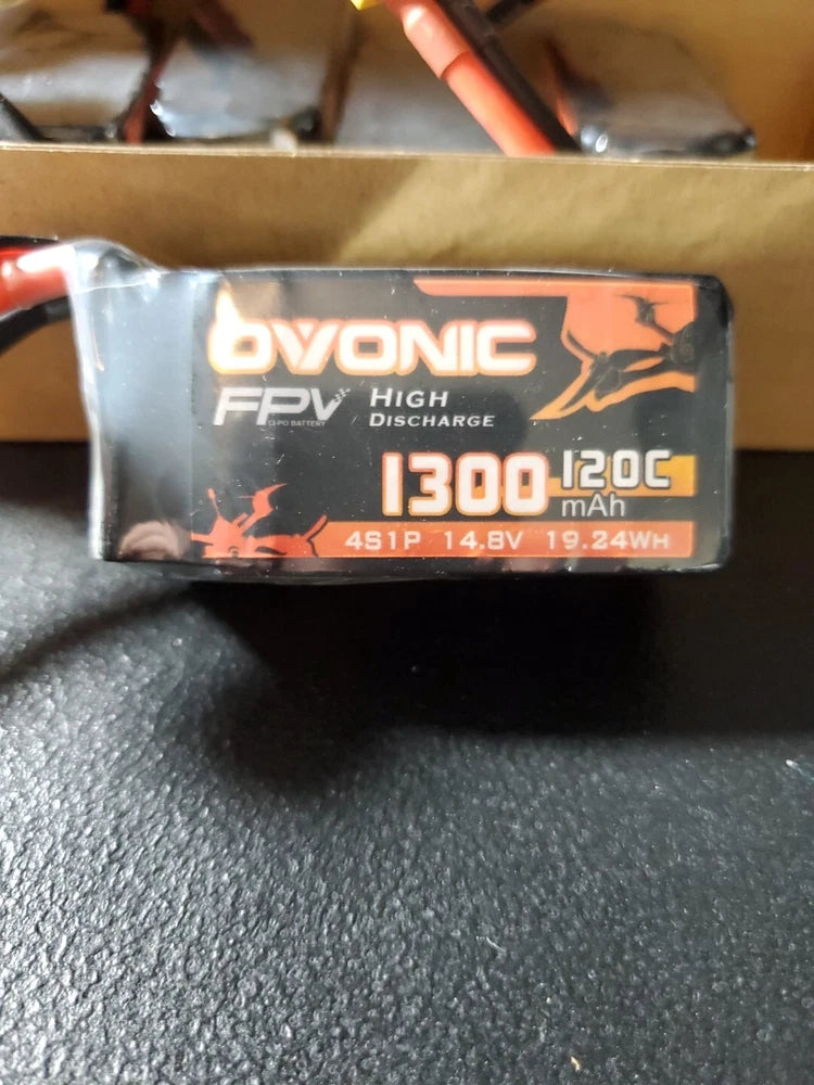 2X Ovonic 1300mAh 120C 4S1P LiPo Battery 14.8v FPV 4S Quad RC Drone  XT60 Battery
