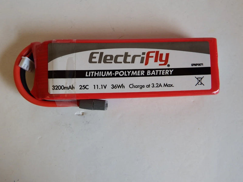 Great Planes- LiPo 3S 11.1V 3200mAh 25C Elctrfly w/Ult Plug GPMP0871 Battery