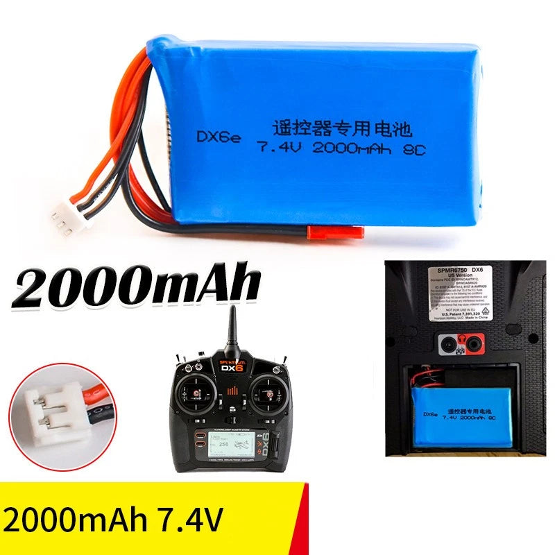 new DXF RC Battery 1pcs Li-Polymer lipo battery Spektrum dx6e DX6 2S 7.4 Battery