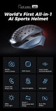 AI sports helmet with integrated camera and voice control, gray and black shell