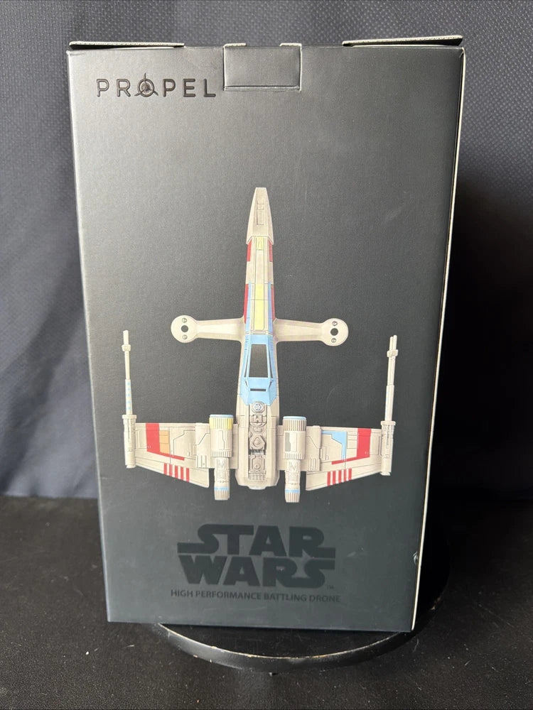 Propel Star Wars T-65 X-Wing drone box with sealed packaging and printed spaceship graphic