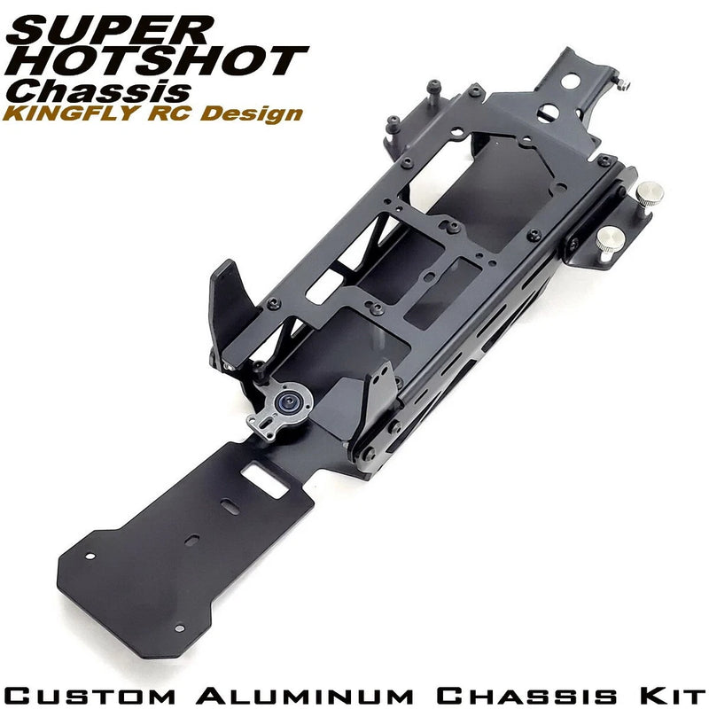 Aluminum RC chassis kit with mounting holes and side plates, black frame