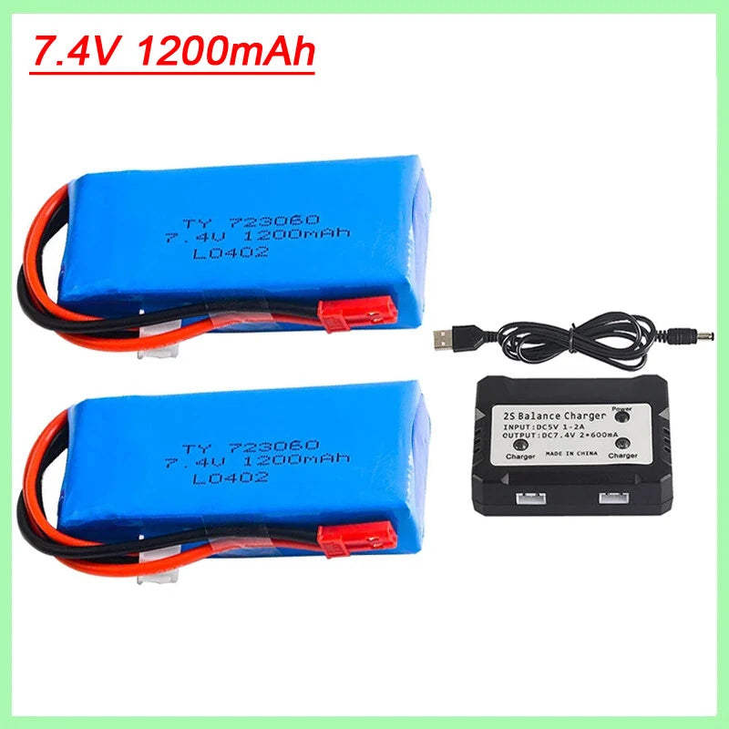 7.4V 1200mAh Lipo Battery For WLtoys V262 V333 V353B V666 Q212 RC Quadcopter
