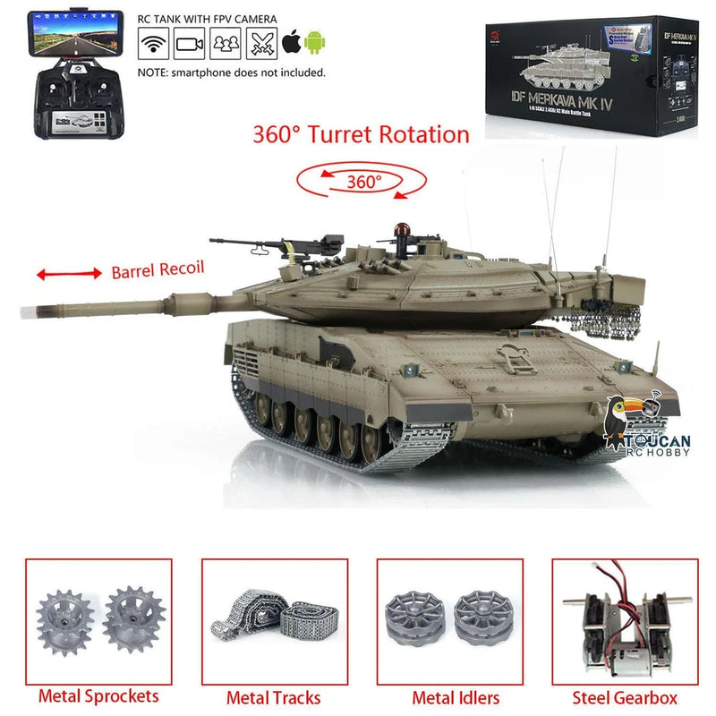1/16 HengLong RC Infrared Battle Tank BB IR 3958 IDF Merkava MK IV FPV 360Turret