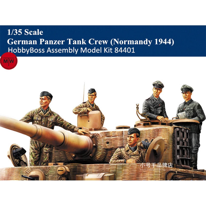 1/35 German Panzer tank crew soldier figure set, 4 painted WWII figures in uniforms