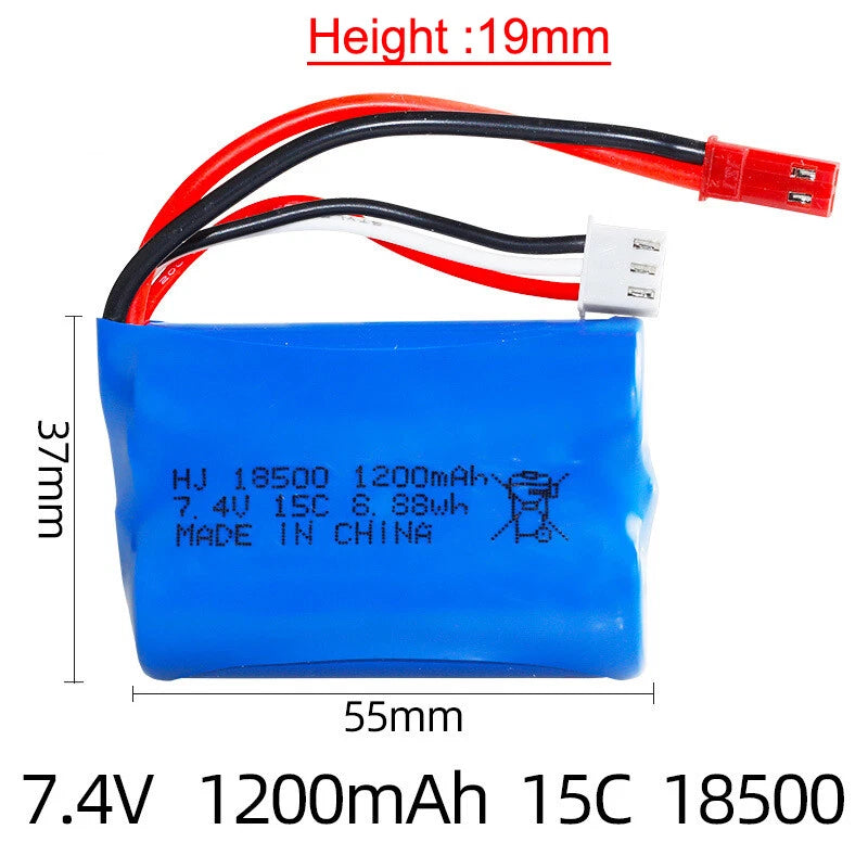 1Pcs 7.4V 1200mAh Li-ion Battery JST plug For Remote control aircraft helicopter