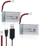 2PACK 3.7V 650mah Lipo Battery with USB Charger for FPV Drone Syma X5C X5SW X5C