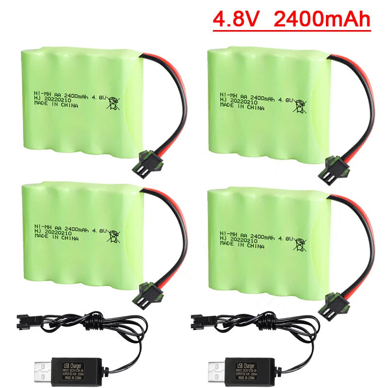4Pack 4.8V 2400mAh Ni-MH AA Battery SM-2P Plug for Rc toys Cars Tanks Robots Gun Battery